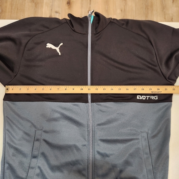 Vintage Puma Track Jacket Sweatshirt Mens Medium Black Gray Full Zip Gym - Picture 8 of 10